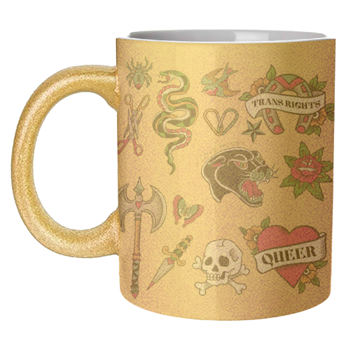 Sapphic Tattoo Flash - unique mug by The Queer Store