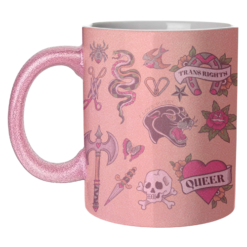 Sapphic Tattoo Flash - unique mug by The Queer Store