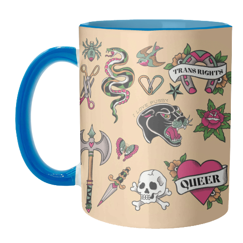Sapphic Tattoo Flash - unique mug by The Queer Store
