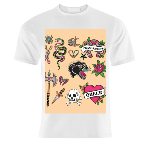 Sapphic Tattoo Flash - unique t shirt by The Queer Store