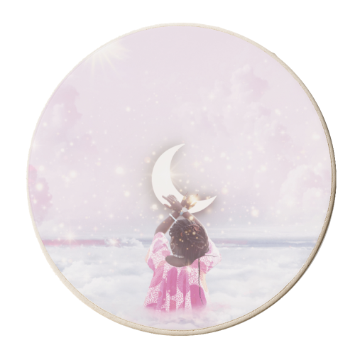 Sarai - Reach For The Moon - personalised beer coaster by Abs Ahlijah (ArtByMissAbs)