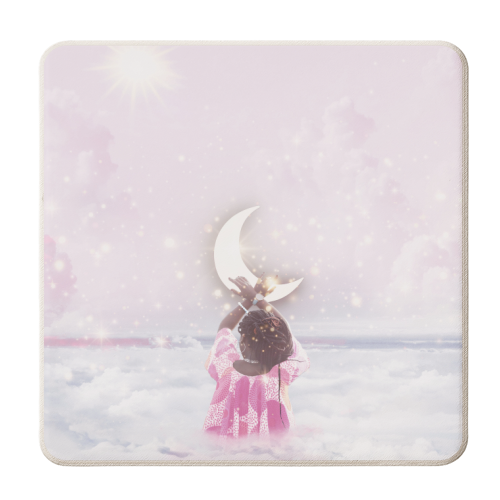 Sarai - Reach For The Moon - personalised beer coaster by Abs Ahlijah (ArtByMissAbs)