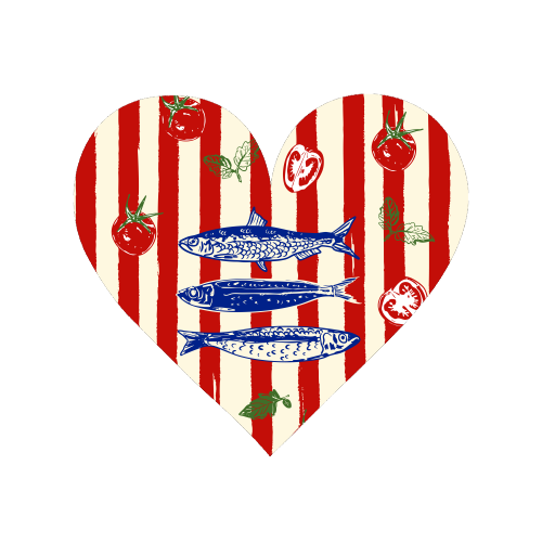 Sardines and Tomato Stripe Kitchen Doodle - Magnet by EZbie