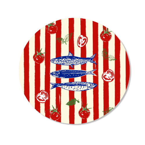 Sardines and Tomato Stripe Kitchen Doodle - Magnet by EZbie