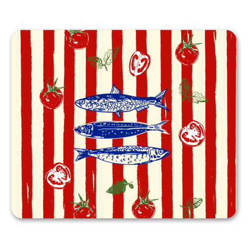 Sardines and Tomato Stripe Kitchen Doodle - mouse mat by EZbie