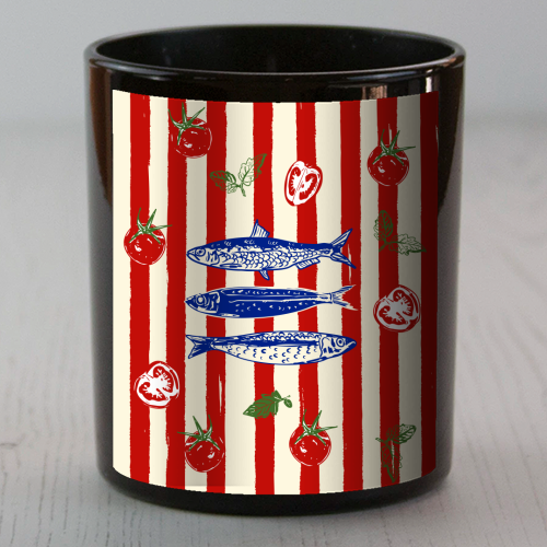 Sardines and Tomato Stripe Kitchen Doodle - scented candle by EZbie