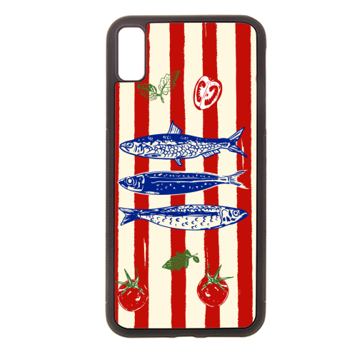 Sardines and Tomato Stripe Kitchen Doodle - stylish phone case by EZbie