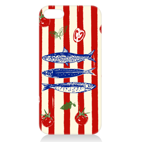 Sardines and Tomato Stripe Kitchen Doodle - unique phone case by EZbie