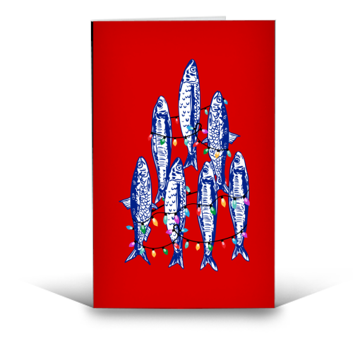 Sardines Christmas Lights - funny greeting card by EZbie