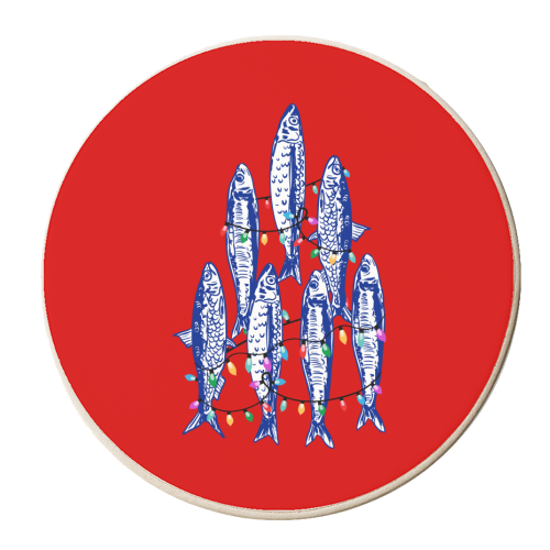 Sardines Christmas Lights - personalised beer coaster by EZbie