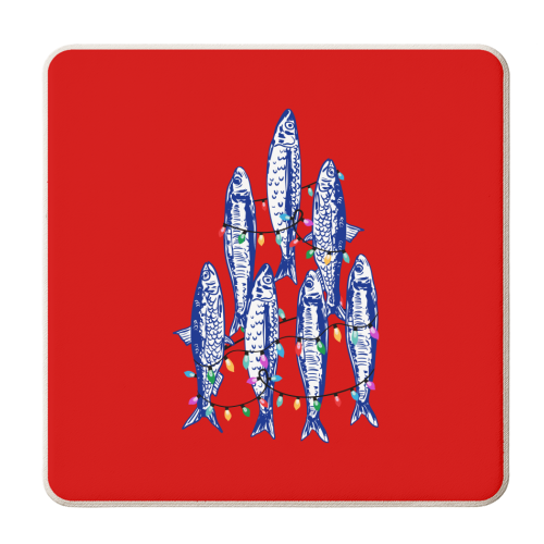 Sardines Christmas Lights - personalised beer coaster by EZbie