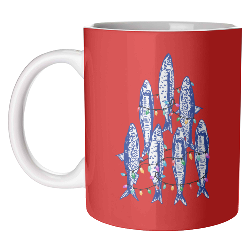 Sardines Christmas Lights - unique mug by EZbie