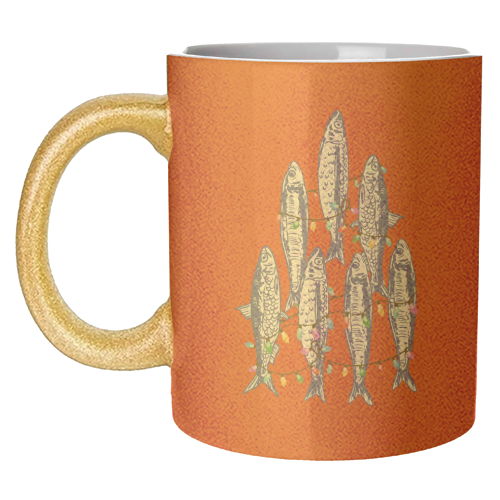 Sardines Christmas Lights - unique mug by EZbie
