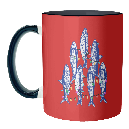 Sardines Christmas Lights - unique mug by EZbie