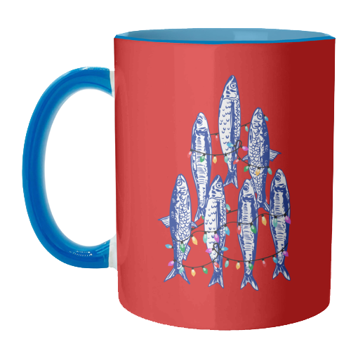 Sardines Christmas Lights - unique mug by EZbie