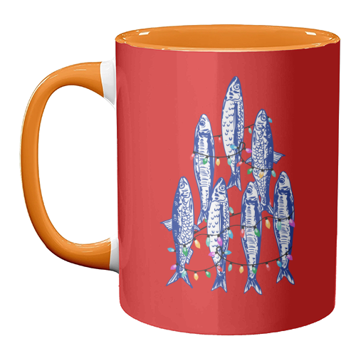 Sardines Christmas Lights - unique mug by EZbie