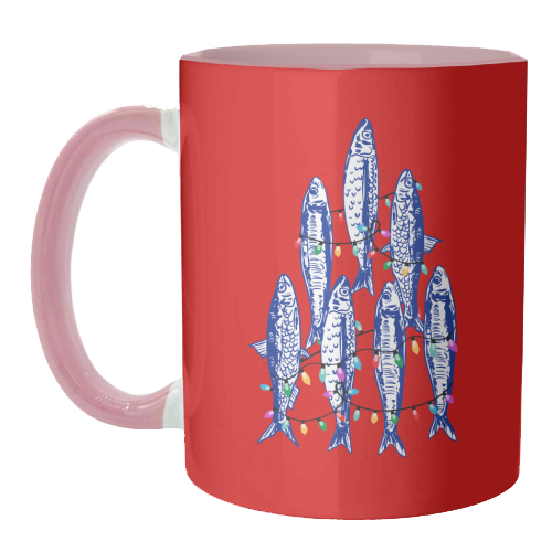 Sardines Christmas Lights - unique mug by EZbie