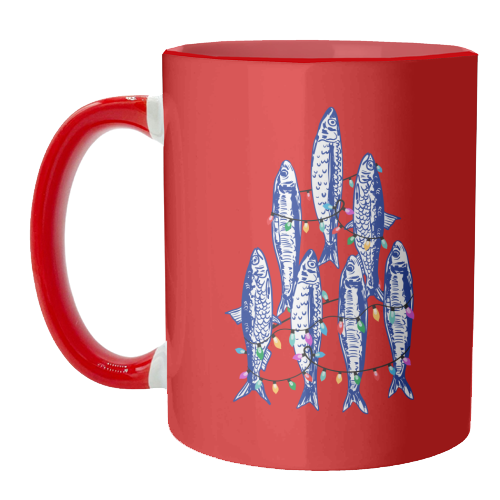 Sardines Christmas Lights - unique mug by EZbie