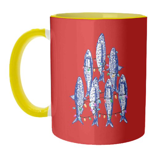 Sardines Christmas Lights - unique mug by EZbie
