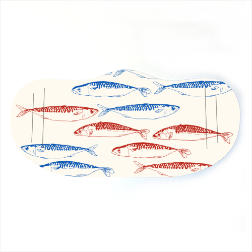 Sardines Pattern Blue and Red - face cover mask by EZbie