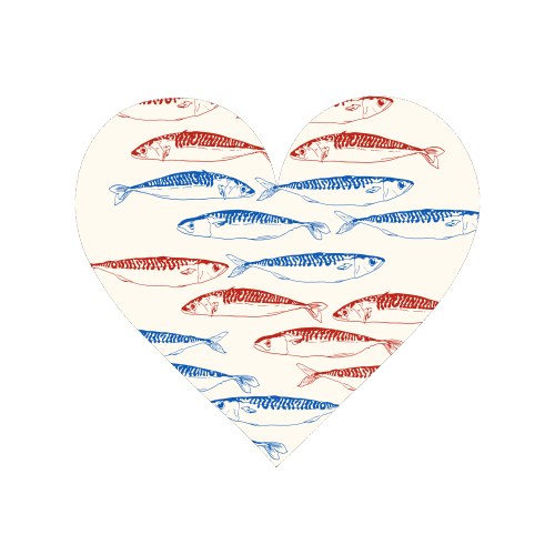 Sardines Pattern Blue and Red - Magnet by EZbie