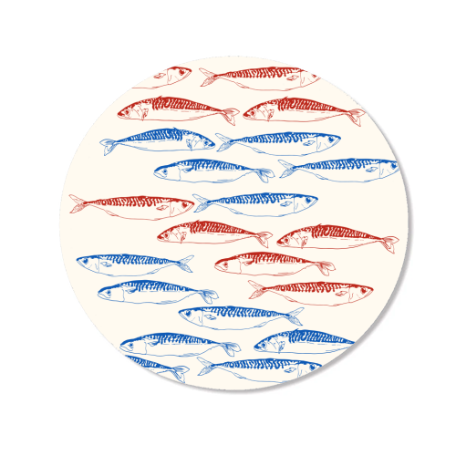 Sardines Pattern Blue and Red - Magnet by EZbie