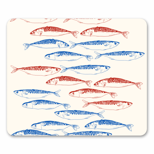 Sardines Pattern Blue and Red - mouse mat by EZbie