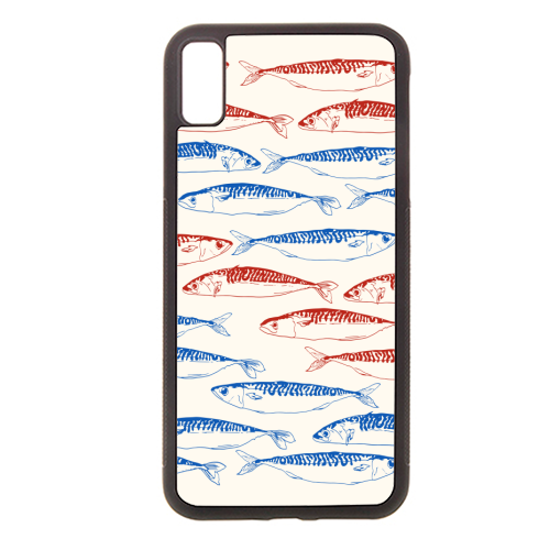 Sardines Pattern Blue and Red - stylish phone case by EZbie