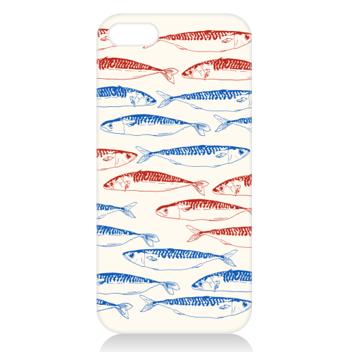 Sardines Pattern Blue and Red - unique phone case by EZbie