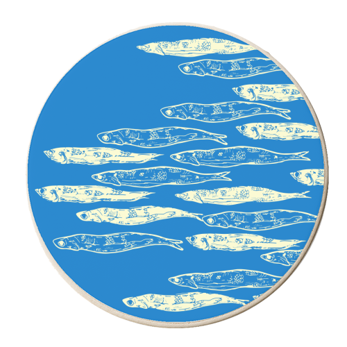 Sardines Run - personalised beer coaster by EZbie