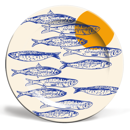 Sardines Sunset - ceramic dinner plate by EZbie