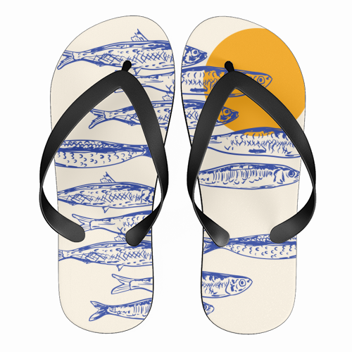 Sardines Sunset - funny flip flops by EZbie