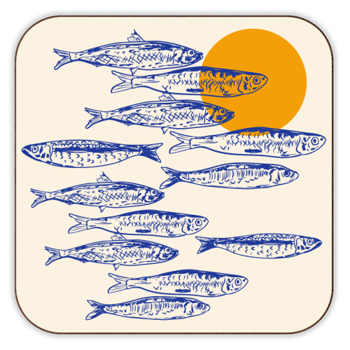 Sardines Sunset - personalised beer coaster by EZbie