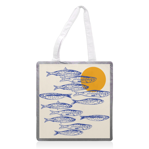 Sardines Sunset - printed canvas tote bag by EZbie