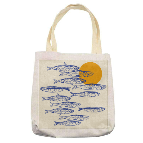 Sardines Sunset - printed canvas tote bag by EZbie
