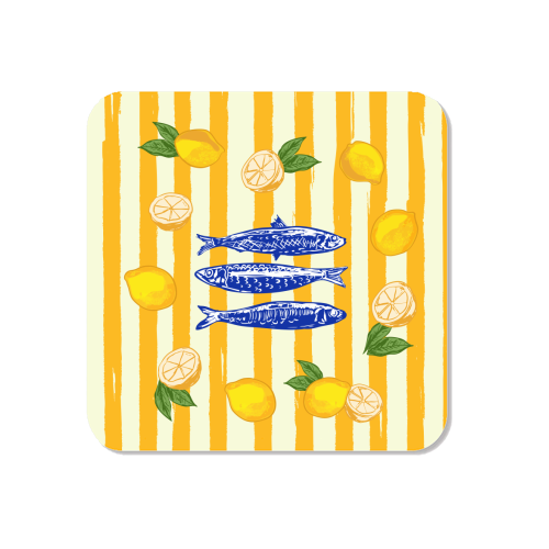 Sardines with Lemons Vintage Yellow Groovy Stripes - Magnet by EZbie