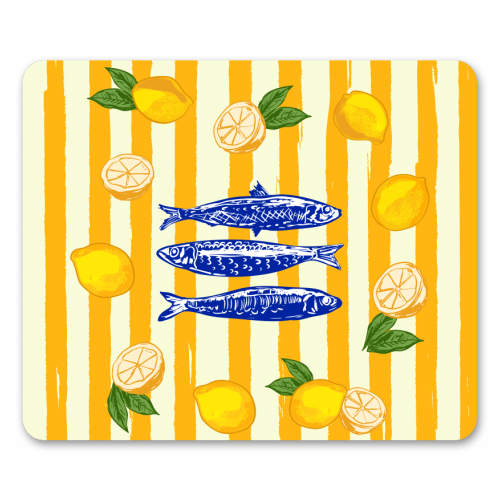 Sardines with Lemons Vintage Yellow Groovy Stripes - mouse mat by EZbie