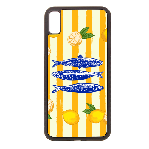 Sardines with Lemons Vintage Yellow Groovy Stripes - stylish phone case by EZbie