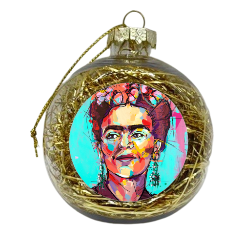 Sassy Frida - xmas bauble by Laura Selevos