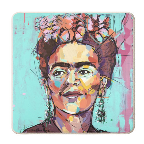 Sassy Frida - personalised beer coaster by Laura Selevos