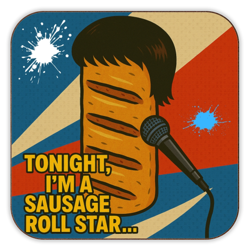 Sausage Roll Star - personalised beer coaster by Faith Mercer