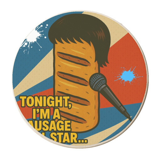 Sausage Roll Star - personalised beer coaster by Faith Mercer