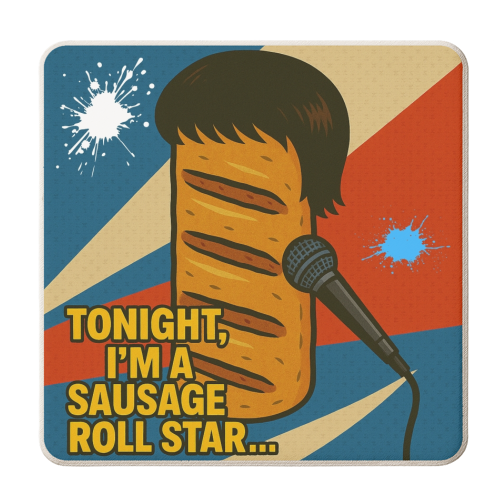 Sausage Roll Star - personalised beer coaster by Faith Mercer