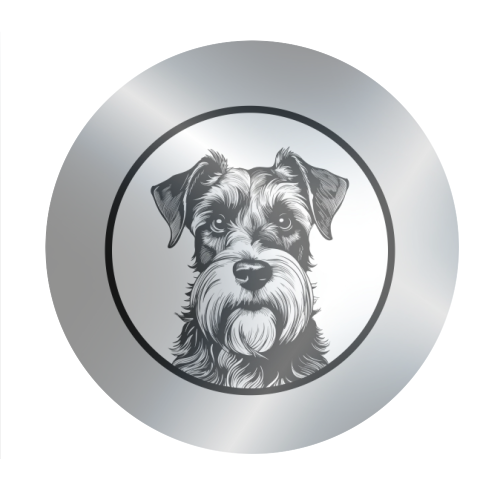 Schnauzer Dog Cameo Portrait (Grey) - Circle Sticker by Adam Regester