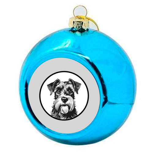 Schnauzer Dog Cameo Portrait (Grey) - colourful christmas bauble by Adam Regester