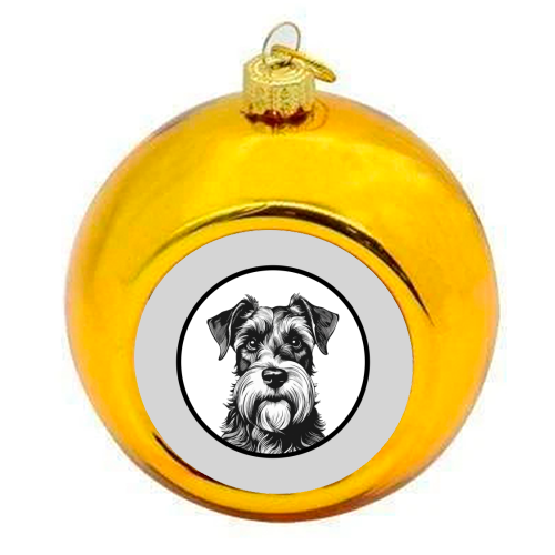 Schnauzer Dog Cameo Portrait (Grey) - colourful christmas bauble by Adam Regester