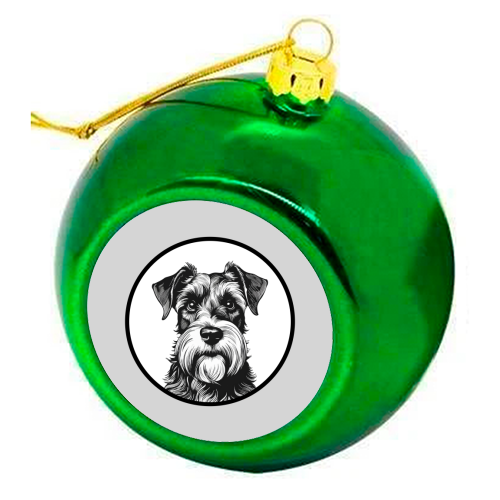Schnauzer Dog Cameo Portrait (Grey) - colourful christmas bauble by Adam Regester