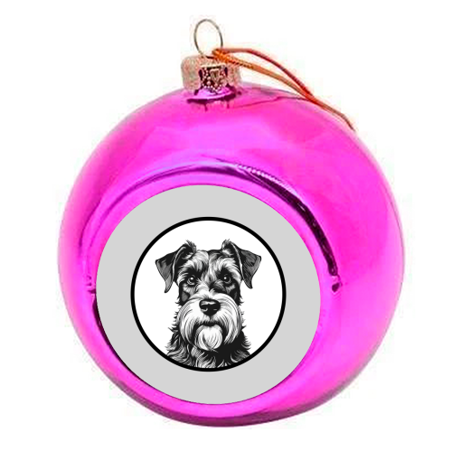 Schnauzer Dog Cameo Portrait (Grey) - colourful christmas bauble by Adam Regester