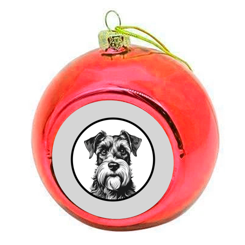 Schnauzer Dog Cameo Portrait (Grey) - colourful christmas bauble by Adam Regester