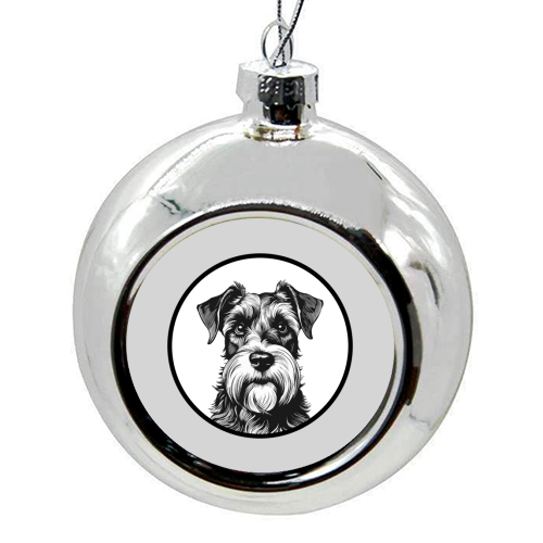 Schnauzer Dog Cameo Portrait (Grey) - colourful christmas bauble by Adam Regester